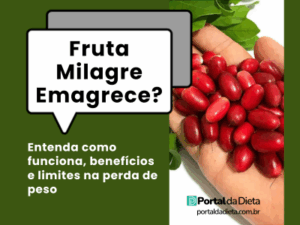 Fruta milagre nas mãos — destaque do artigo “Fruta Milagre Emagrece? Entenda como funciona, benefícios e limites na perda de peso” do Portal da Dieta.